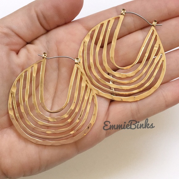 Anthropologie Jewelry - New Anthropologie Cutout Tier Geometric Hoop Earrings